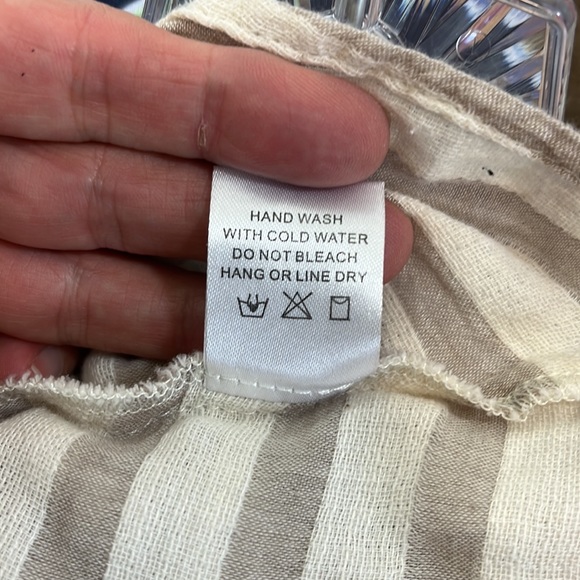 Savana Jane Womens Top Size L Tan Striped Colorful Embroidery Lace Trim Cropped - Picture 6 of 13